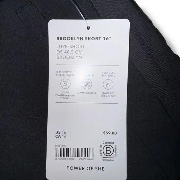 NWT ATHLETA Brooklyn Skort 16” - Black 16 - Picture 5 of 11